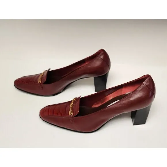 Etienne Aigner Vintage Guinevere Laras Burgundy Red Pumps Heels Shoes Size 7.5M