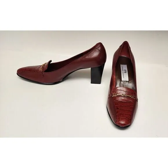 Etienne Aigner Vintage Guinevere Laras Burgundy Red Pumps Heels Shoes Size 7.5M