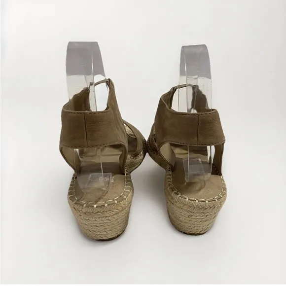 EUC Eileen Fisher Earth Tan Espadrille Jute Low Wedge Sandals Size 8.5 Neutral