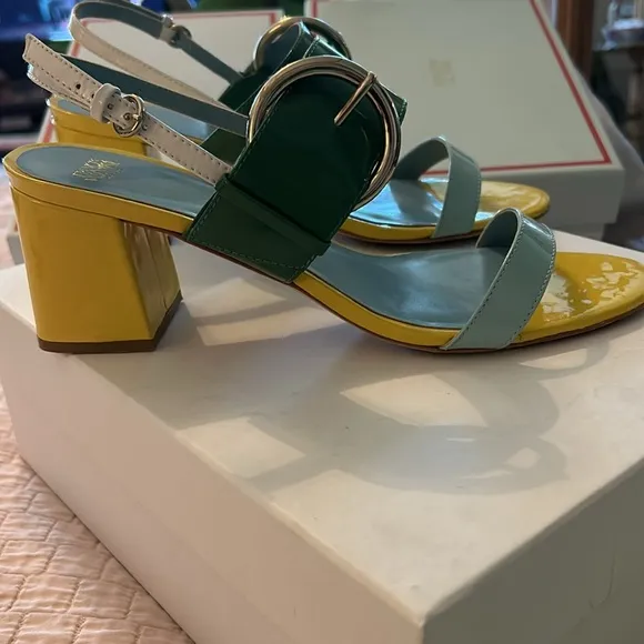 EUC Frances Valentine Betty Patent Leather Sandals Sz 9.5