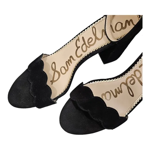 EUC Sam Edelman Odila Heeled Sandals Black Suede Women's 9.5 M