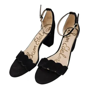 EUC Sam Edelman Odila Heeled Sandals Black Suede Women's 9.5 M