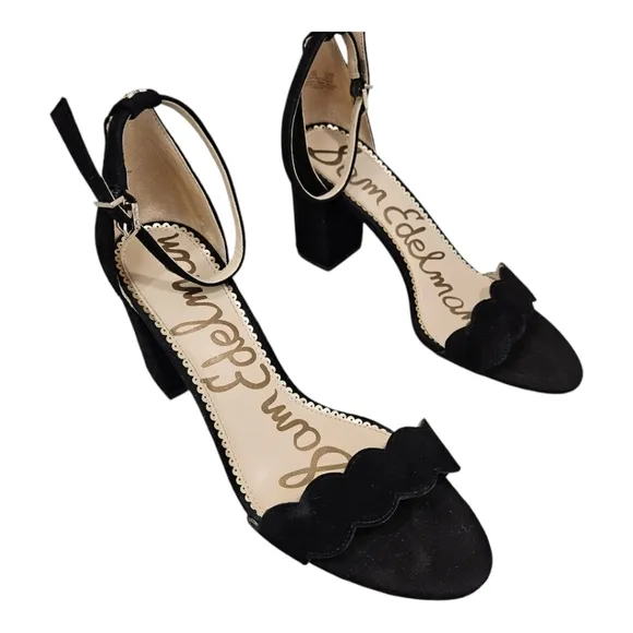 EUC Sam Edelman Odila Heeled Sandals Black Suede Women's 9.5 M
