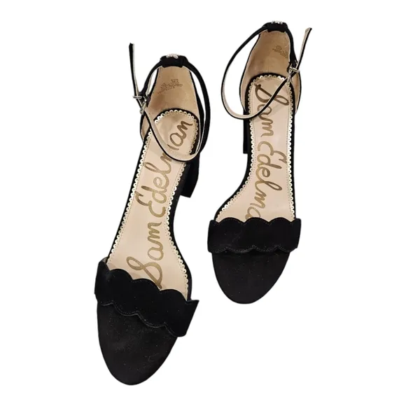 EUC Sam Edelman Odila Heeled Sandals Black Suede Women's 9.5 M