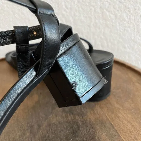 Everlane Black Italian Leather The Block Heel Sandals Women's Size 9