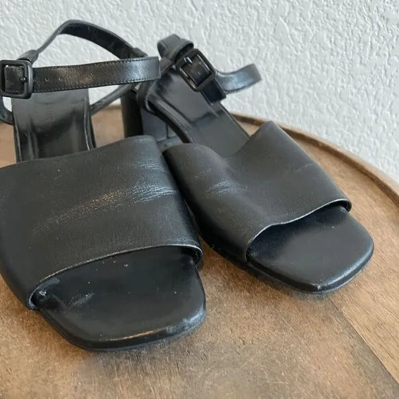 Everlane Black Italian Leather The Block Heel Sandals Women's Size 9