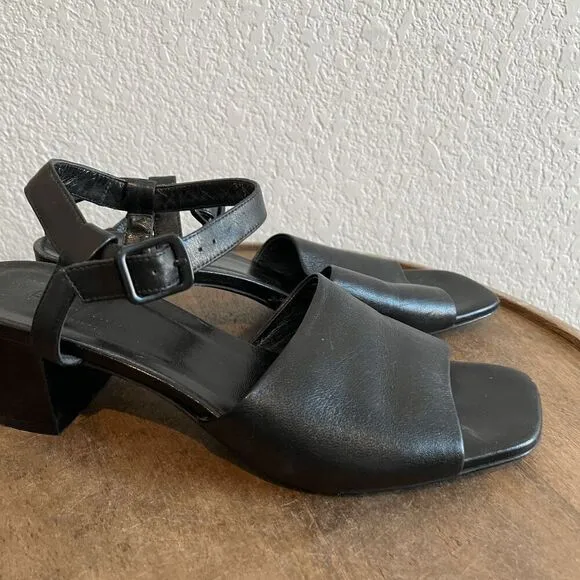 Everlane Black Italian Leather The Block Heel Sandals Women's Size 9