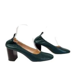 Everlane The Day Heel British Green Leather Made In Italy Narrow Fit Shoes