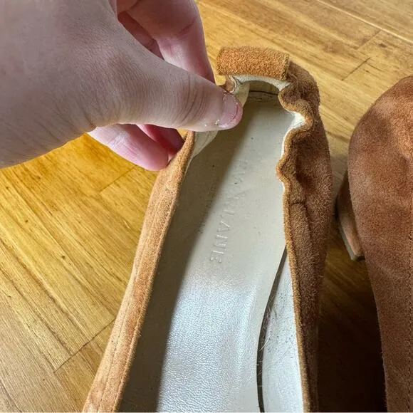 EVERLANE The Day Heel Cognac Brown Suede Shoes Slip On Italian Leather Size 6.5