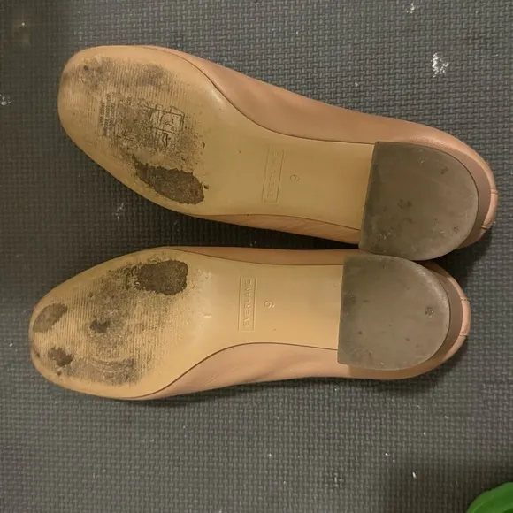 EVERLANE The Day Heel Leather Round Toe Block Heel Shoe Nude Size 9