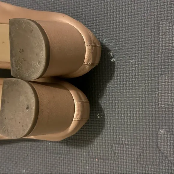 EVERLANE The Day Heel Leather Round Toe Block Heel Shoe Nude Size 9