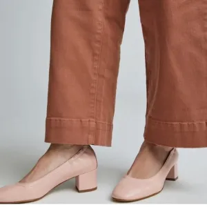 EVERLANE The Day Heel Leather Round Toe Block Heel Shoe Nude Size 9