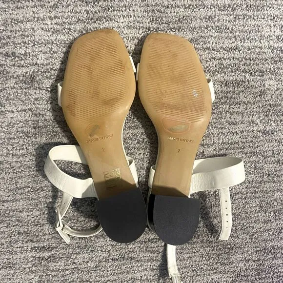 Everlane | The Double-Strap Block Heel Sandals Ivory White Leather Italy