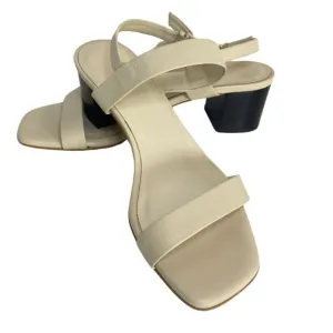 Everlane | The Double-Strap Block Heel Sandals Ivory White Leather Italy