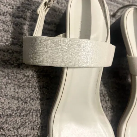Everlane | The Double-Strap Block Heel Sandals Ivory White Leather Italy