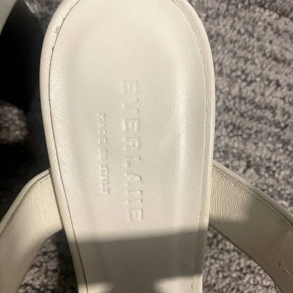 Everlane | The Double-Strap Block Heel Sandals Ivory White Leather Italy