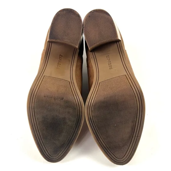 Express Brown Suede Split Cut Block Heel Boots