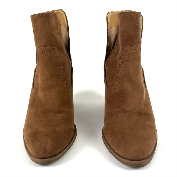 Express Brown Suede Split Cut Block Heel Boots