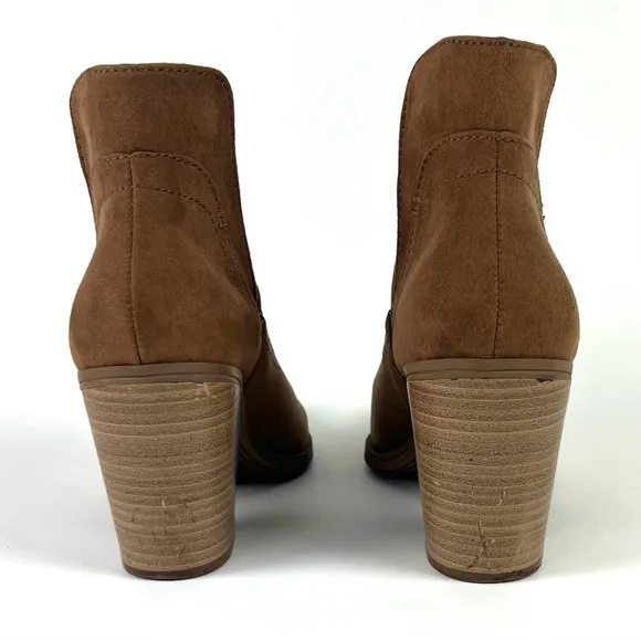 Express Brown Suede Split Cut Block Heel Boots