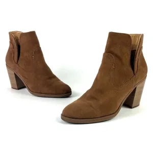 Express Brown Suede Split Cut Block Heel Boots