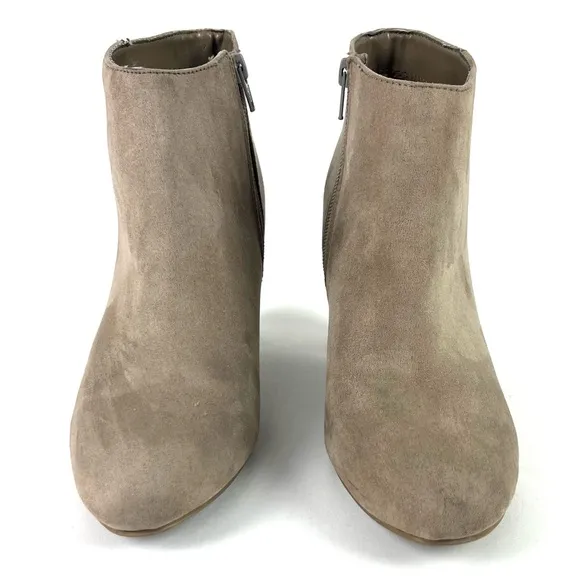 Express Grey Suede Block Heel Ankle Booties