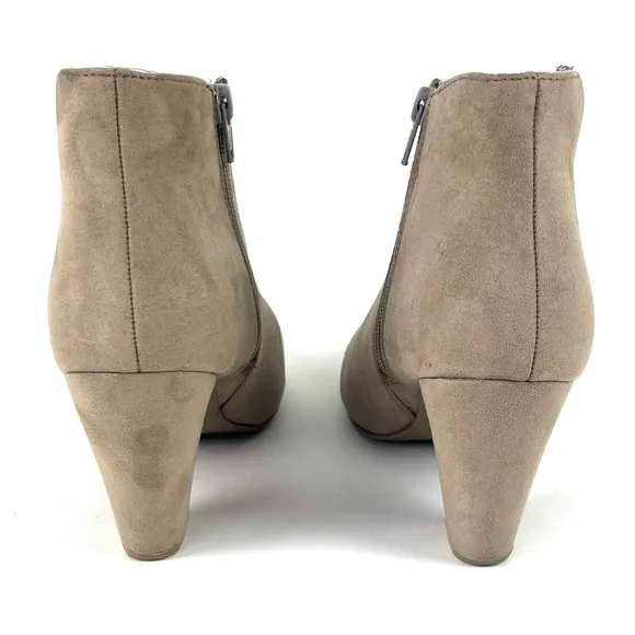 Express Grey Suede Block Heel Ankle Booties