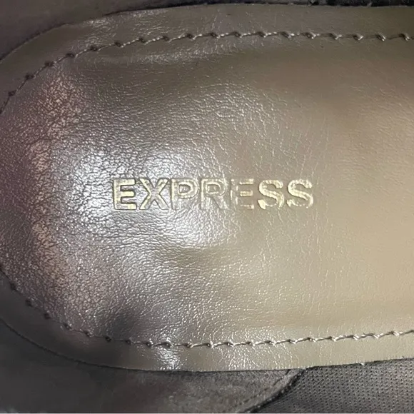 Express Grey Suede Block Heel Ankle Booties