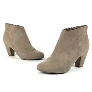 Express Grey Suede Block Heel Ankle Booties