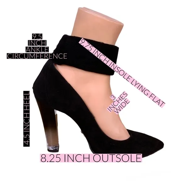 FABI COUTURE BLACK SUEDE HEELS W/CREAM SATIN ROSE ADORNMENT &amp; LUCITE HEELS (37)