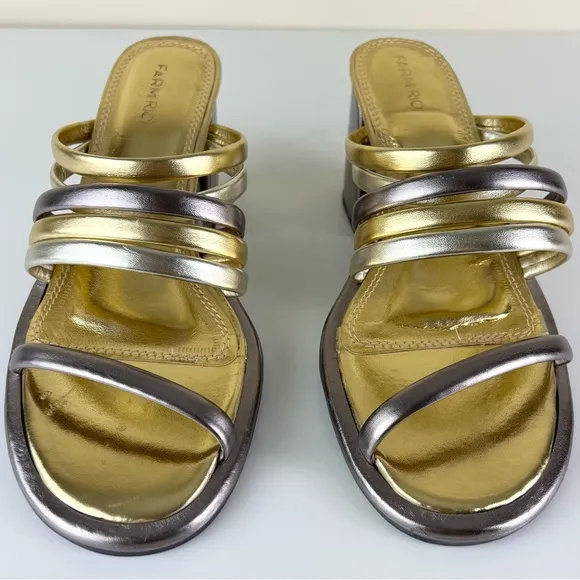 FARM RIO METALLIC BLOCK HEEL SANDALS