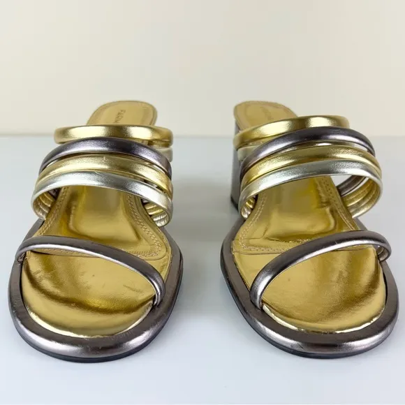 FARM RIO METALLIC BLOCK HEEL SANDALS