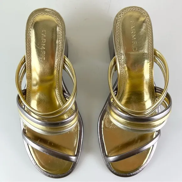 FARM RIO METALLIC BLOCK HEEL SANDALS