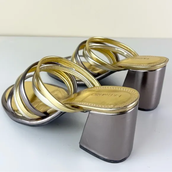 FARM RIO METALLIC BLOCK HEEL SANDALS