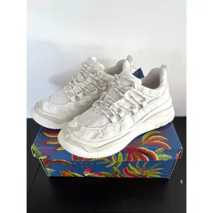 FARM RIO OFF WHITE PLATFORM SNEAKERS BEADED EMBROIDERED SIZE 41 US-11