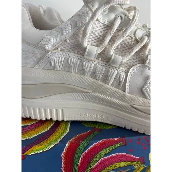 FARM RIO OFF WHITE PLATFORM SNEAKERS BEADED EMBROIDERED SIZE 41 US-11