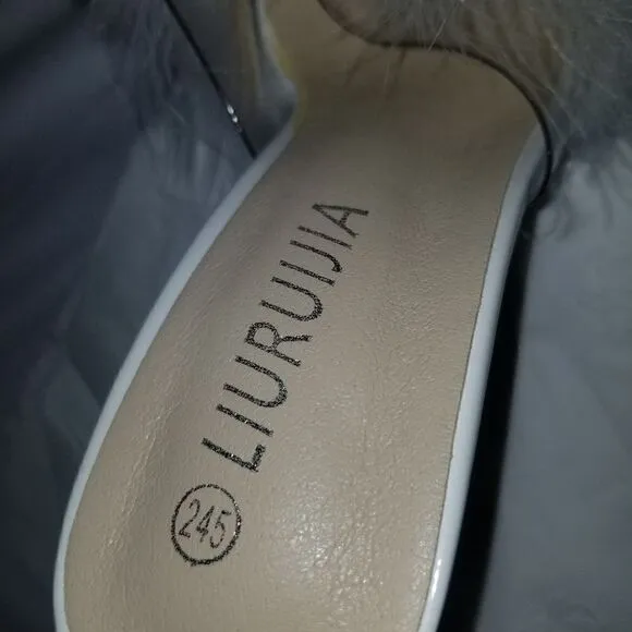 FEATHERED HEELED MULES WHITE PRINCES SHOES 7.5