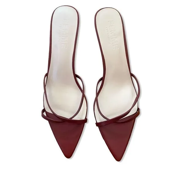 FEMME Los Angeles Copenhagen Burgundy red strappy shoes high heels Revolve 10