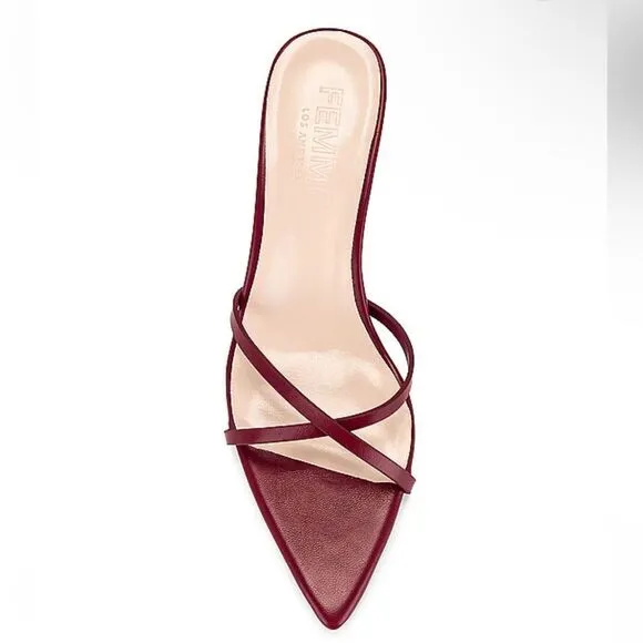 FEMME Los Angeles Copenhagen Burgundy red strappy shoes high heels Revolve 10