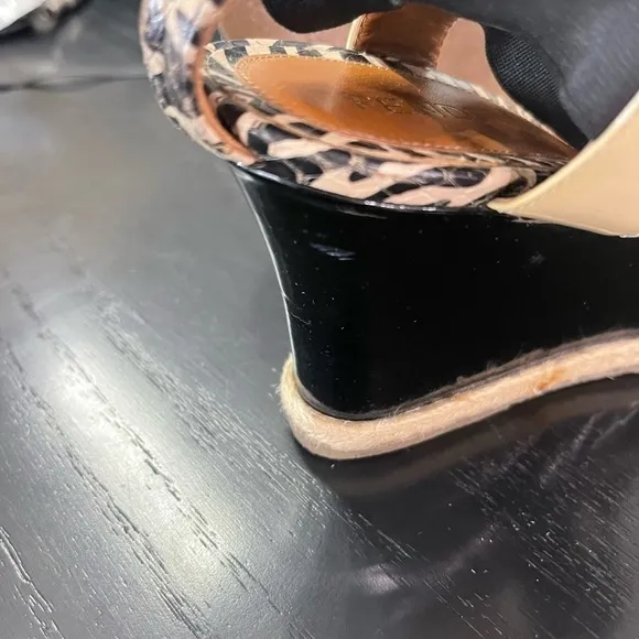 Fendi Carioca Zebra Printed Leather Wedge Sandals