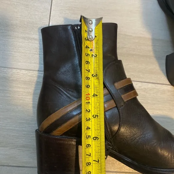 Fendi Scarpe Italy vintage brown buckle ankle zip y2k boots size 37.5