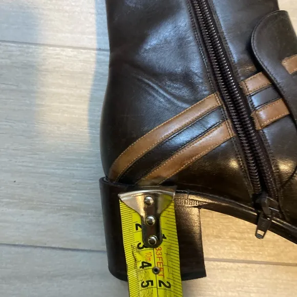 Fendi Scarpe Italy vintage brown buckle ankle zip y2k boots size 37.5