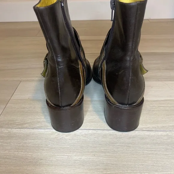 Fendi Scarpe Italy vintage brown buckle ankle zip y2k boots size 37.5