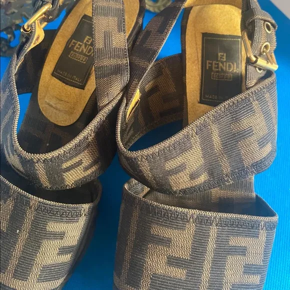 FENDI Scarpe Zucca wedge sandals Fendi sandals Zucca pattern resoled 4…