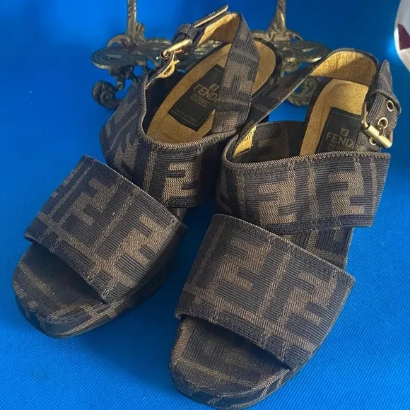 FENDI Scarpe Zucca wedge sandals Fendi sandals Zucca pattern resoled 4…