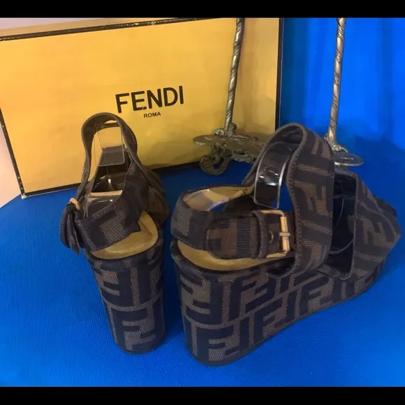 FENDI Scarpe Zucca wedge sandals Fendi sandals Zucca pattern resoled 4…