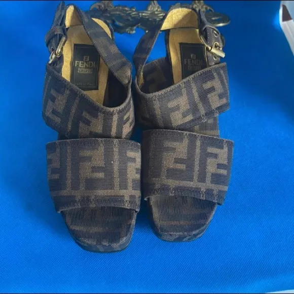 FENDI Scarpe Zucca wedge sandals Fendi sandals Zucca pattern resoled 4…