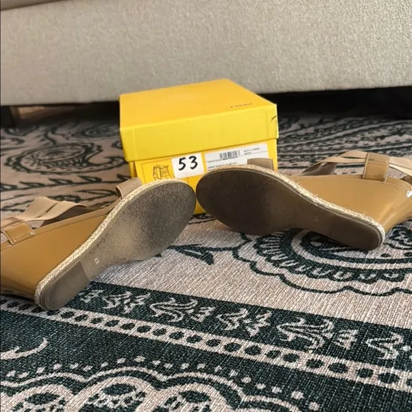 Fendi Women's Tan Wedge Sandals (Zeppa Vernice   Elastico)