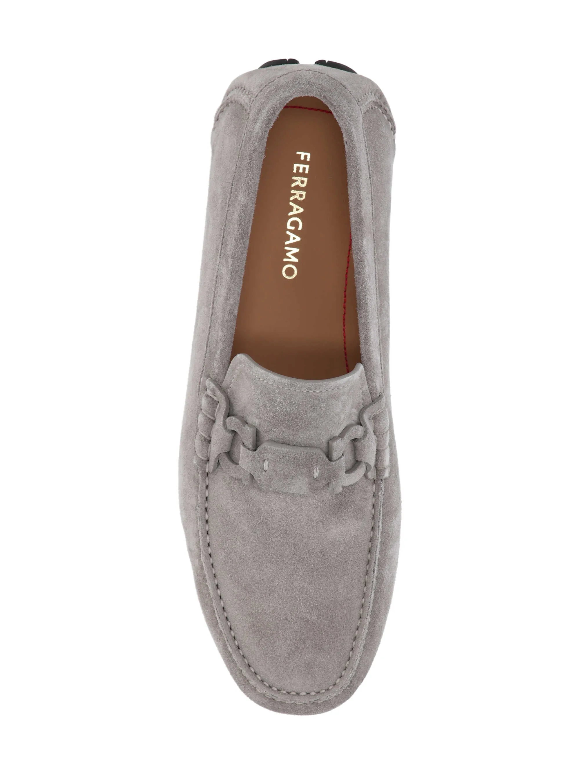 Ferragamo gancini grå mocka loafers