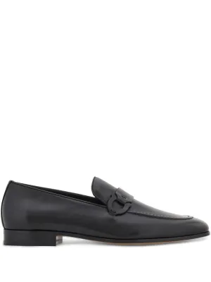 Ferragamo gancini svart spänne loafers