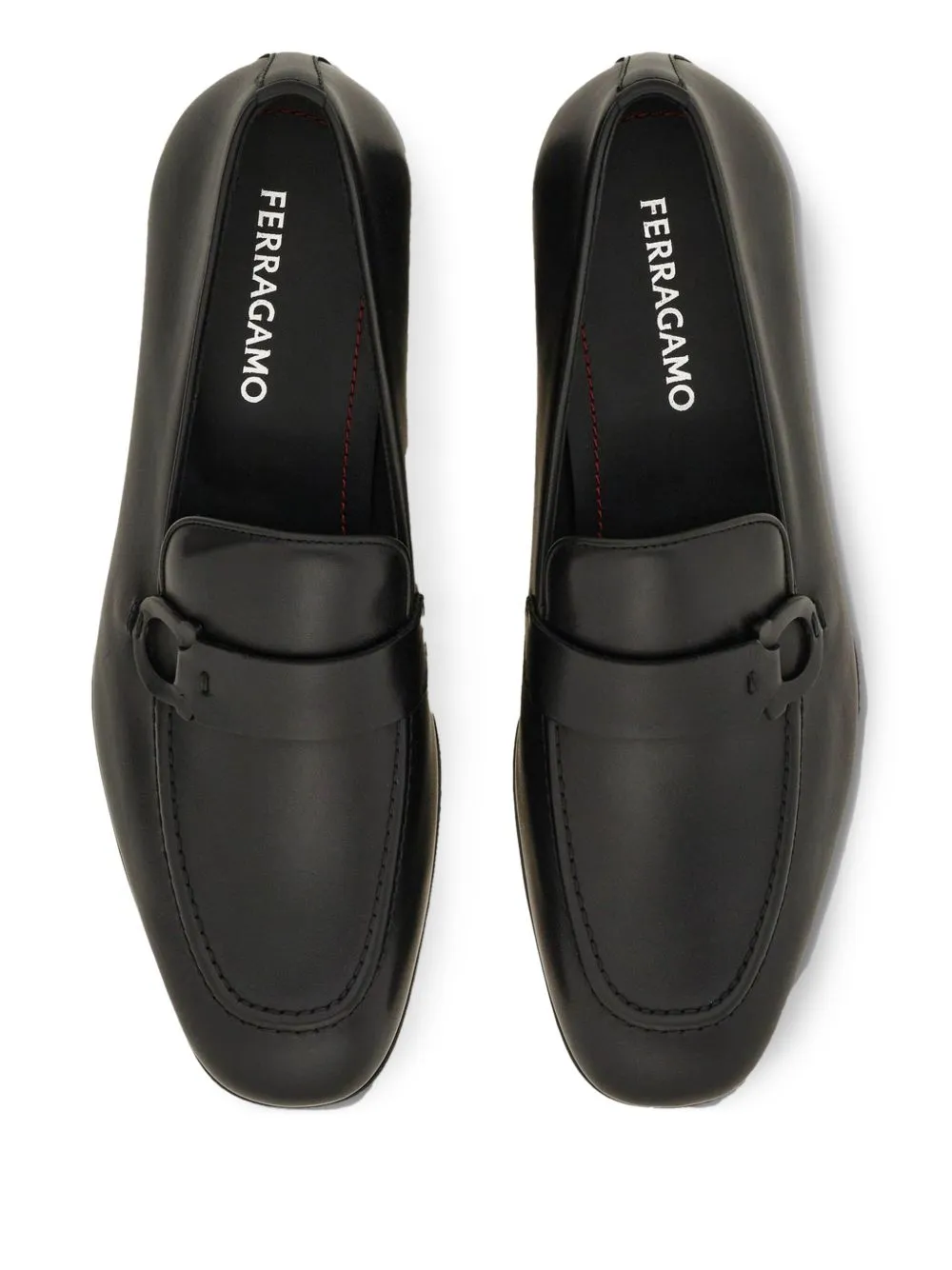 Ferragamo gancini svart spänne loafers